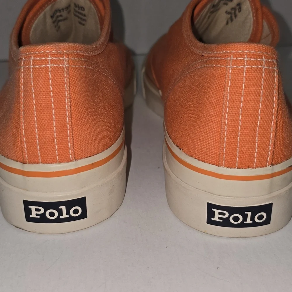Vintage Polo by Ralph Lauren Men's Orange Canvas Sneakers Size 9.5